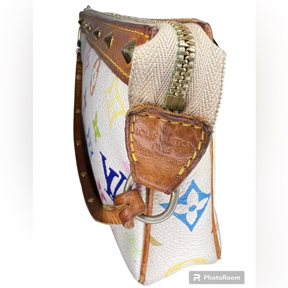 Authentic Louis Vuitton x Takashi Murakami White Monogram Multicolor Pochette - Picture 8 of 16